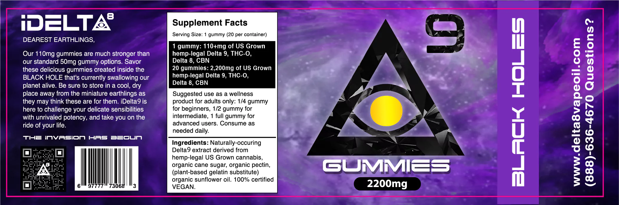 iDELTA8 Delta 9 Black Hole Gummies 2200 mg